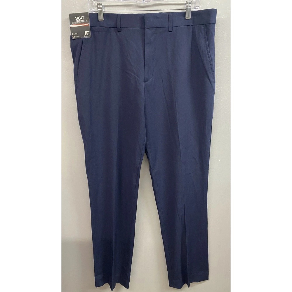 JF J.Ferrar Dress Pants Mens 36x32 Navy Blue 4-Way Stretch Slim Fit Flat Front